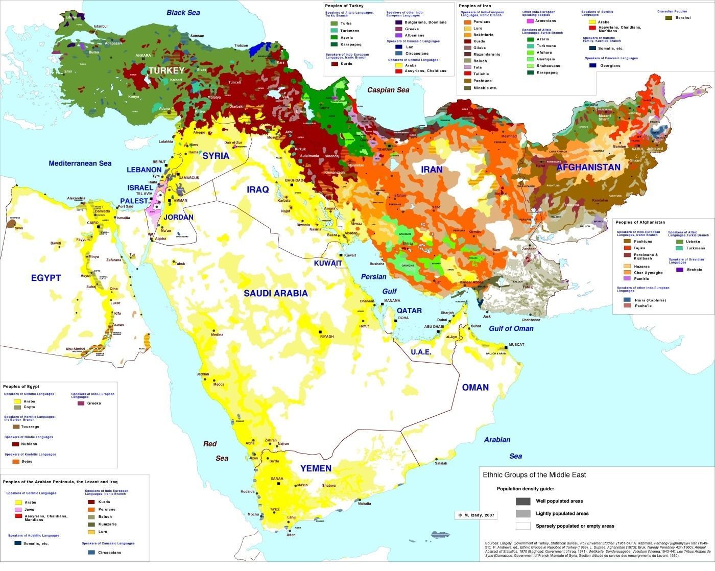 карта этносов Ближнего и Среднего Востока