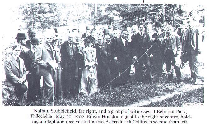 демонстрации радио в 1902 ом Н.Стаблфилдом в Филадельфии